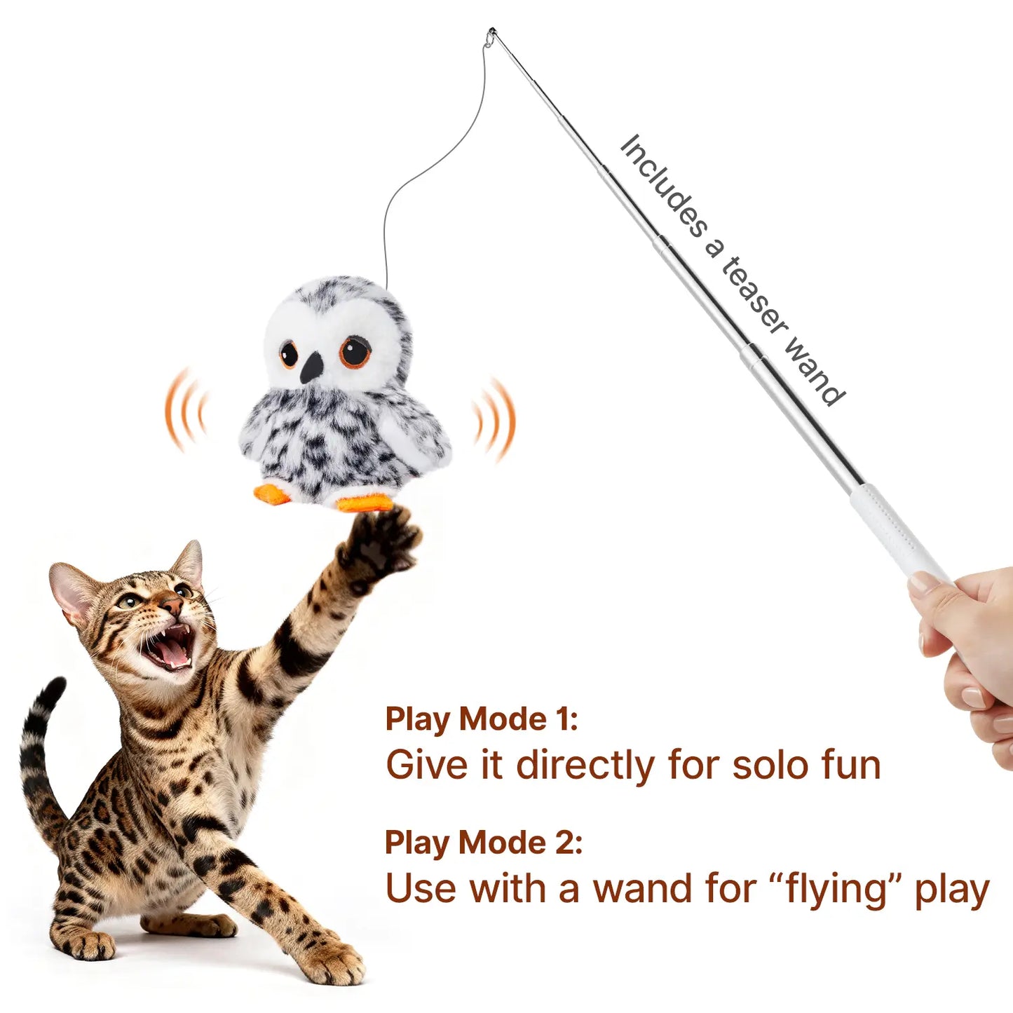 Lifelike Flapping & Chirping Bird Cat Toy – Rechargeable, Touch-Activated Interactive Kicker