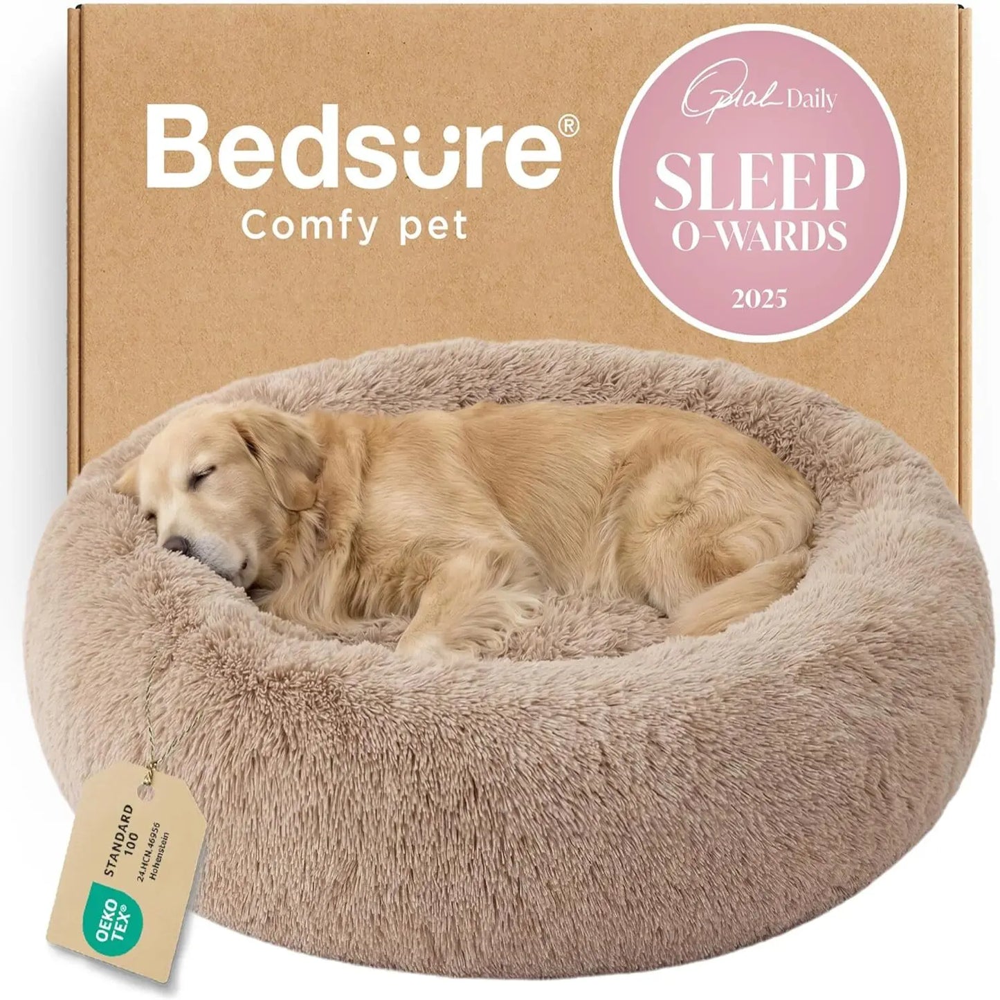 Calming Donut Dog & Cat Bed β Fluffy Plush Round Pet Bed for Anxiety Relief & Deep Sleep