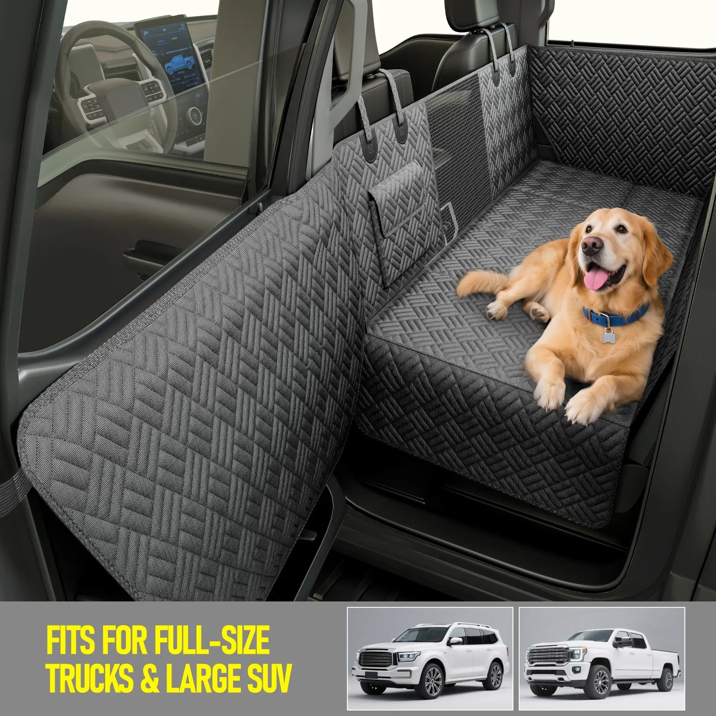 Waterproof Dog Car Seat Hammock Cover – Heavy Duty, 400 lbs Capacity, Fits Cars, SUVs & Trucks