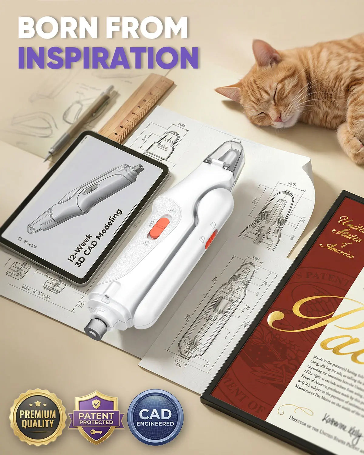 2-in-1 Rechargeable Pet Paw Trimmer & Nail File – LED Light for Safe At-Home Grooming