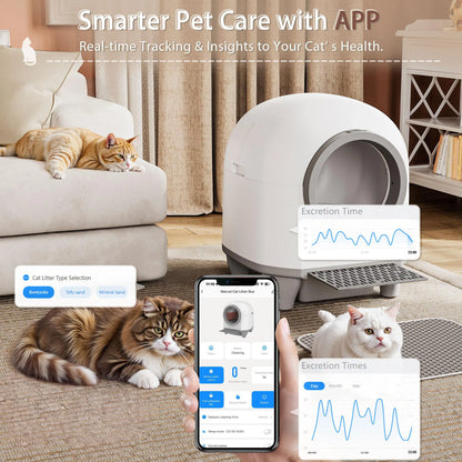Smart Self-Cleaning Cat Litter Box – 90L, App-Controlled, Auto-Cleaning with Safety Sensors