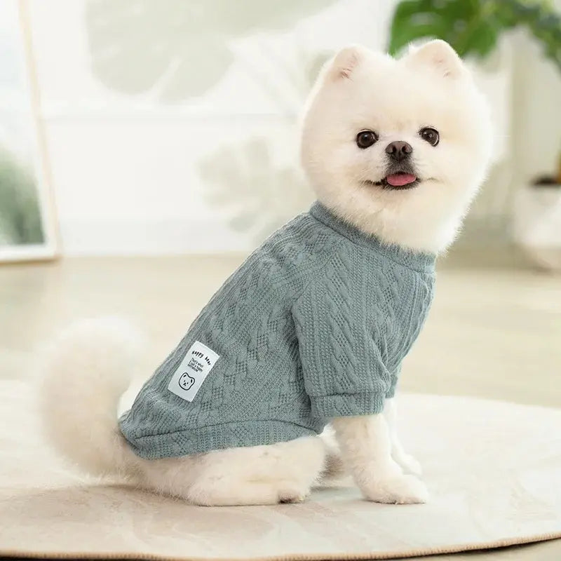 Bear Pattern Knitted Dog Sweater – Warm Winter Pet Clothes for Small Dogs, Cats & Puppies