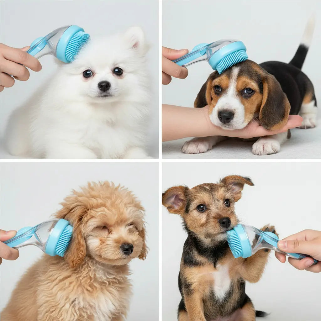 2-in-1 Pet Bath Brush with Soap Dispenser – Soft Silicone Grooming Scrubber for Dogs & Cats