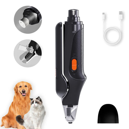 2-in-1 Rechargeable Pet Paw Trimmer & Nail File – LED Light for Safe At-Home Grooming