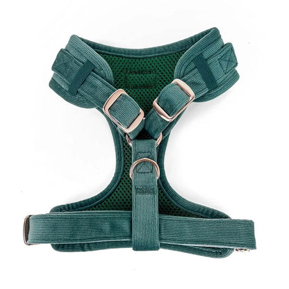 Adjustable Corduroy Dog Harness – Soft Textured Moss Green for Small to Medium Dogs