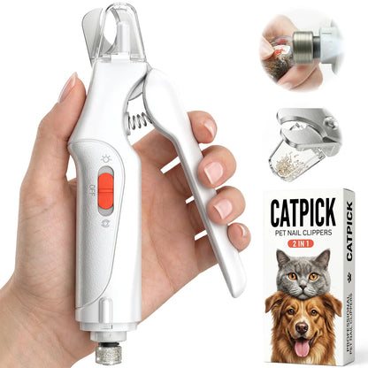 2-in-1 Rechargeable Pet Paw Trimmer & Nail File – LED Light for Safe At-Home Grooming