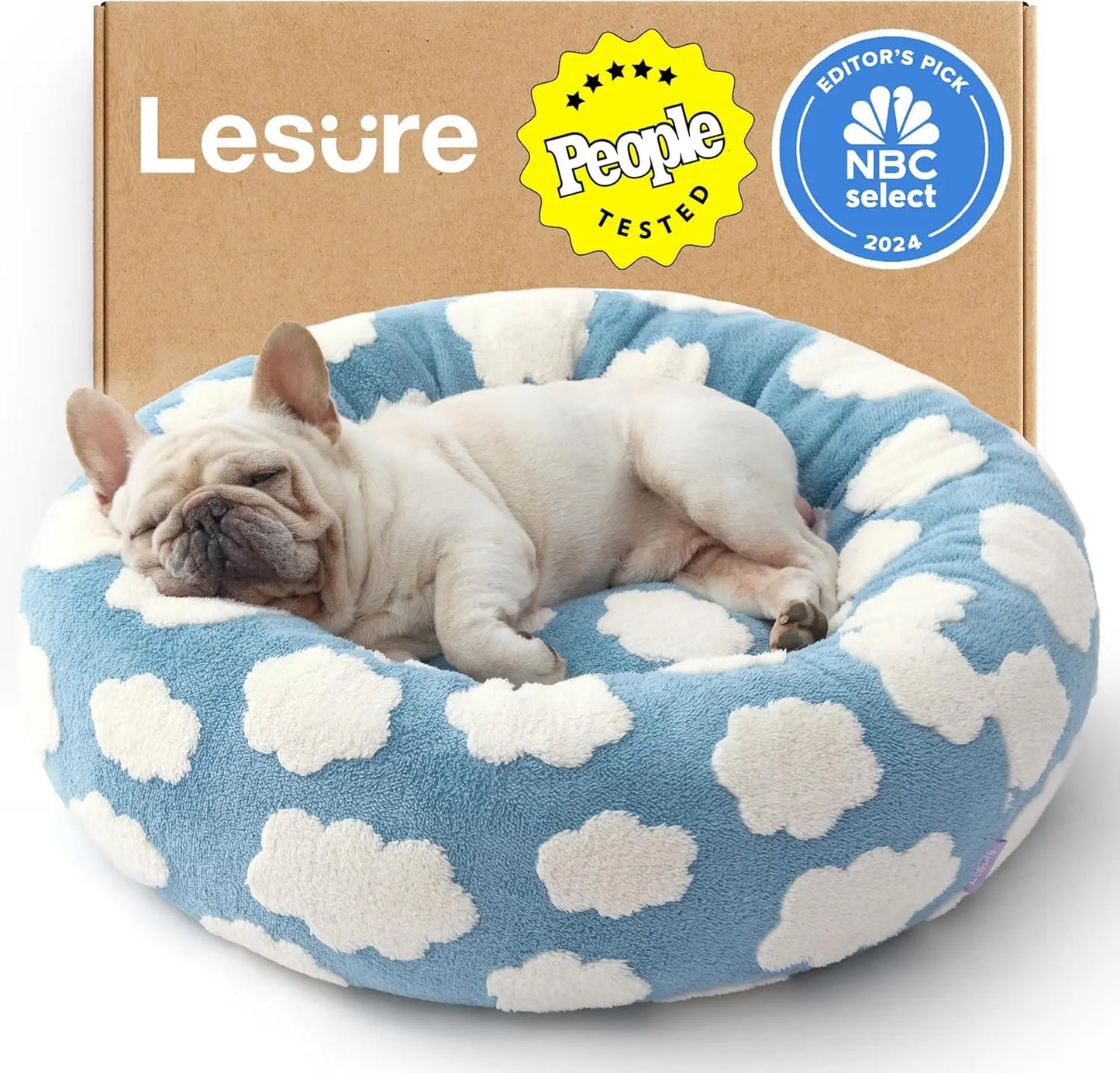 Calming Donut Dog & Cat Bed – Fluffy Plush Round Pet Bed for Anxiety Relief & Deep Sleep