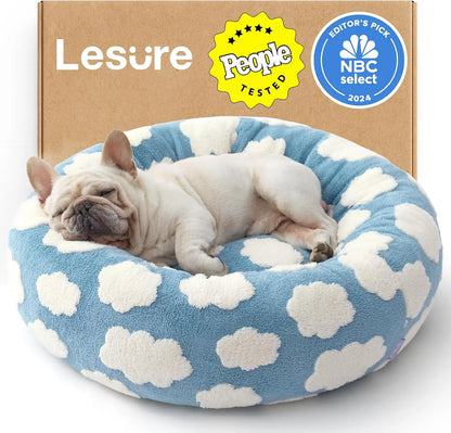 Calming Donut Dog & Cat Bed – Fluffy Plush Round Pet Bed for Anxiety Relief & Deep Sleep