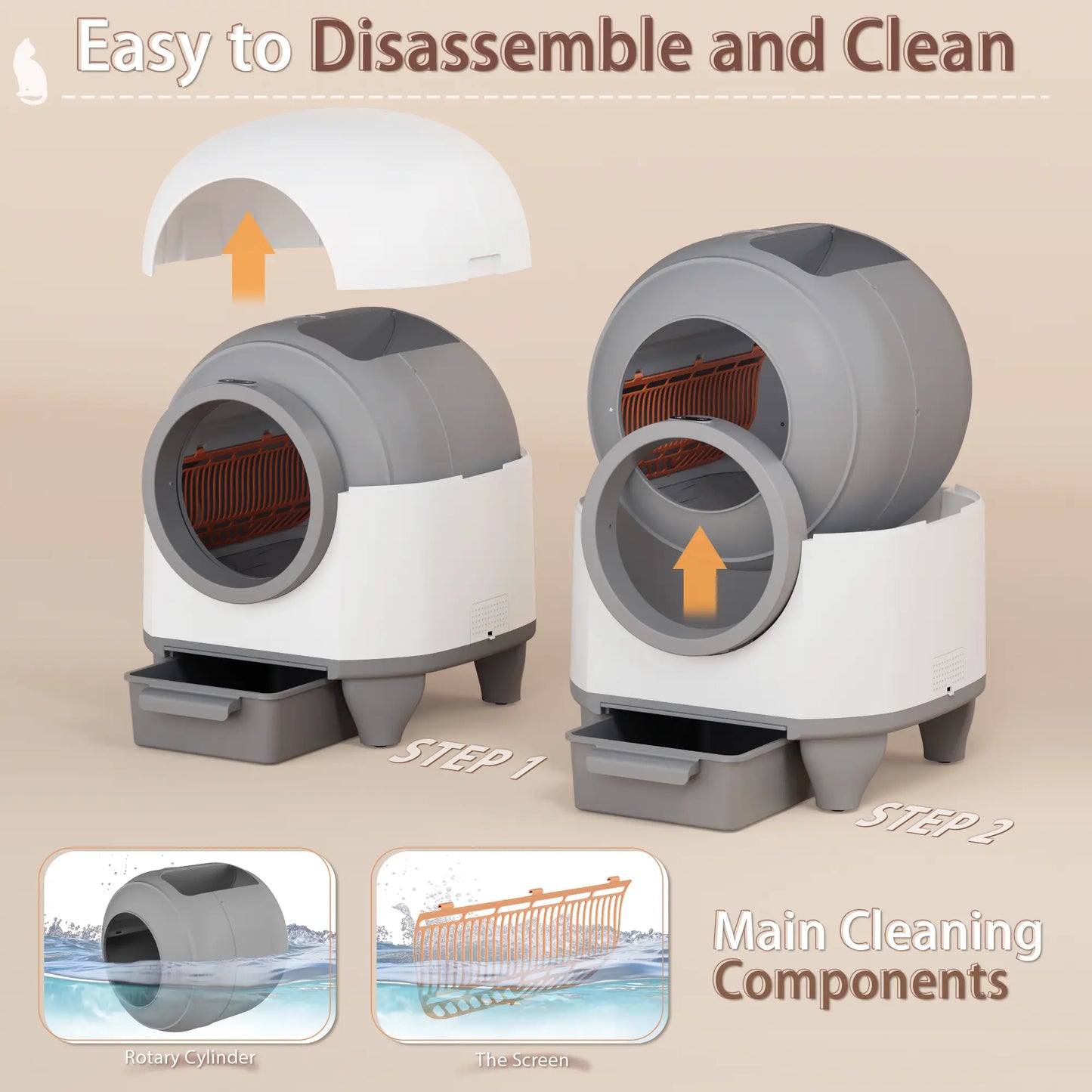 Smart Self-Cleaning Cat Litter Box – 90L, App-Controlled, Auto-Cleaning with Safety Sensors