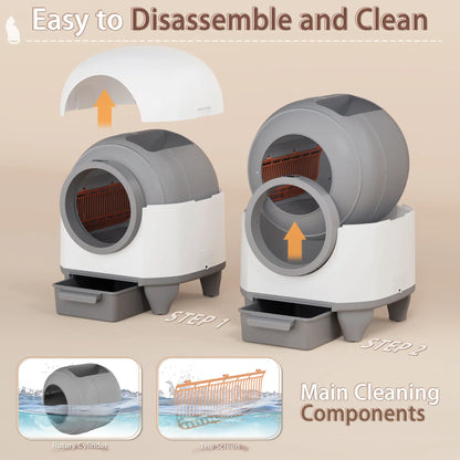 Smart Self-Cleaning Cat Litter Box – 90L, App-Controlled, Auto-Cleaning with Safety Sensors