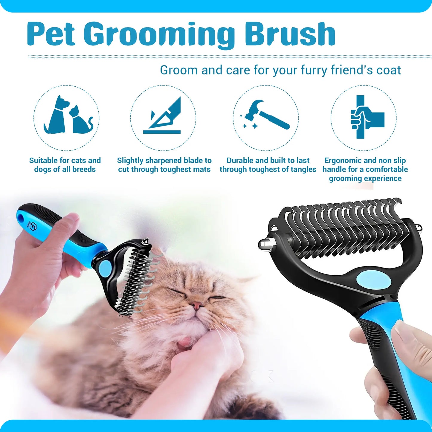 4-in-1 Pet Grooming Kit – Hair Remover Brush, Shedding Comb, Nail Clippers & Collar Included
