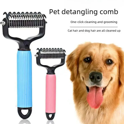 Stainless Steel Double-Sided Detangling Comb for Dogs – Removes Mats, Tangles & Loose Fur