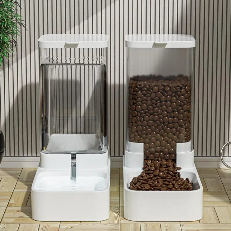Large Capacity Automatic Pet Feeder & Water Dispenser – 2-in-1 Food & Water Station for Dogs & Cats