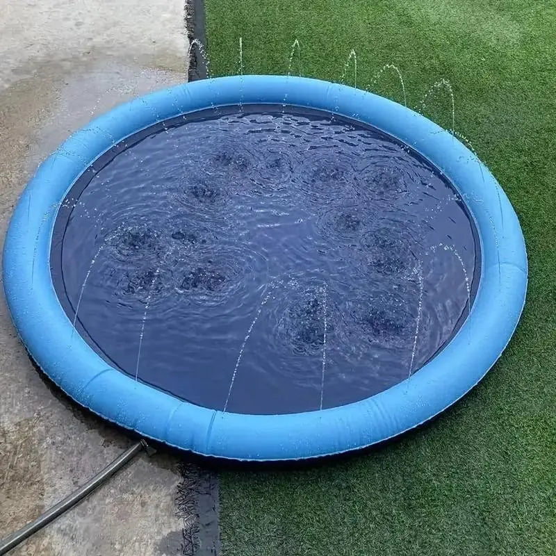 Outdoor Dog Water Sprinkler Pad – Portable Non-Slip Summer Play & Bath Mat for Pets