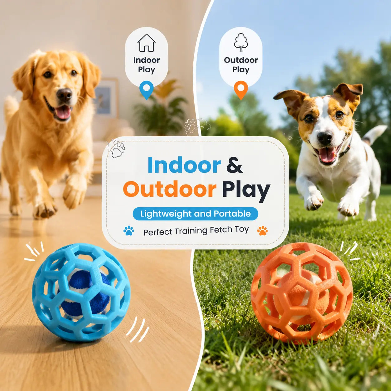 3-Pack Interactive Fetch & Dental Chew Balls for Dogs – Floating TPR Hollow Balls with Tennis Core