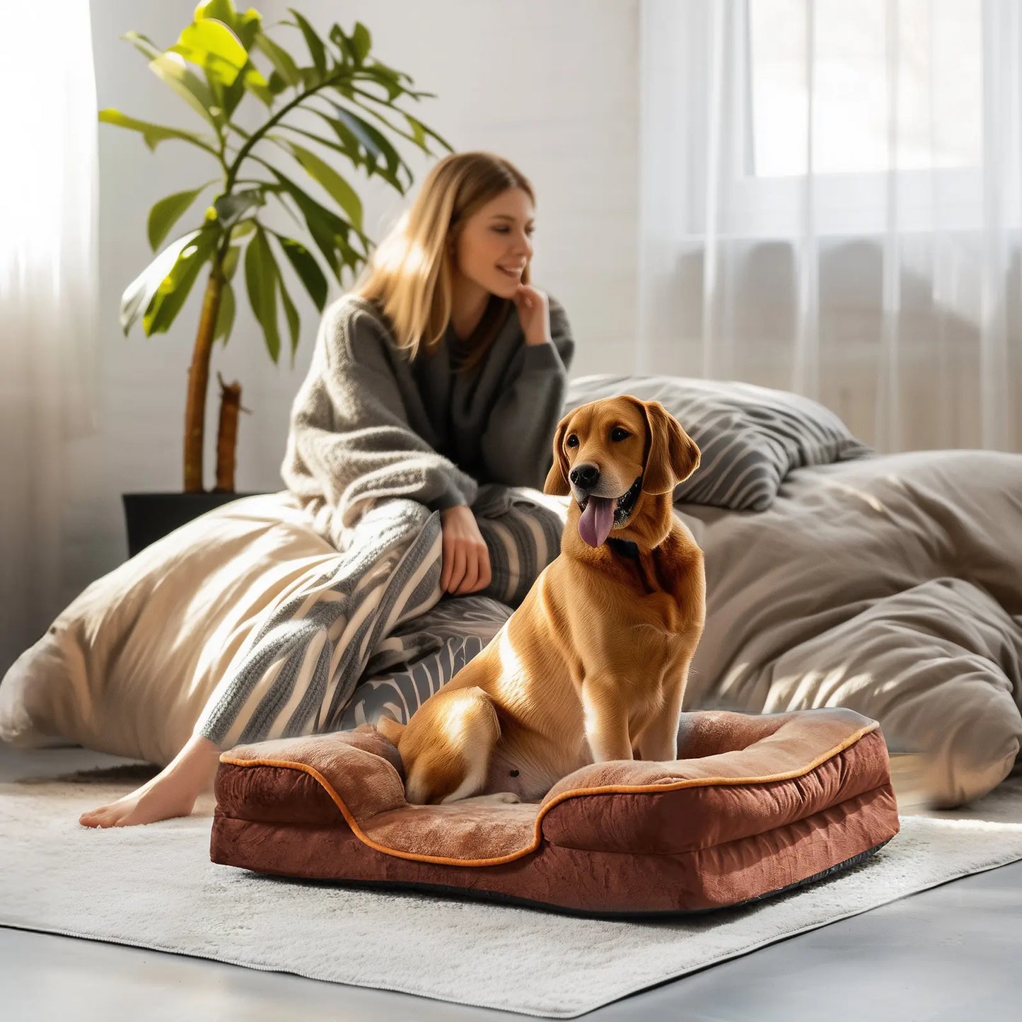 Orthopedic Memory Foam Dog Bed for Large Breeds – Joint Relief with Waterproof, Washable Cover