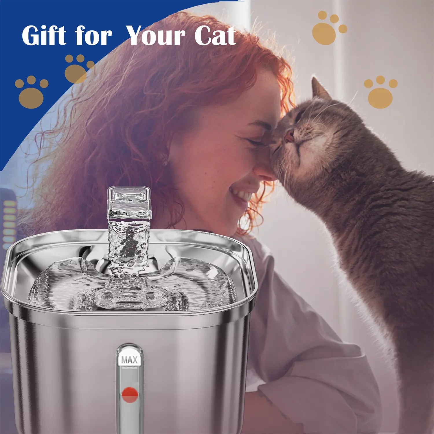 Stainless Steel Cat Water Fountain – 2.2L Ultra-Quiet Pump with 3 Filters for Fresh Hydration