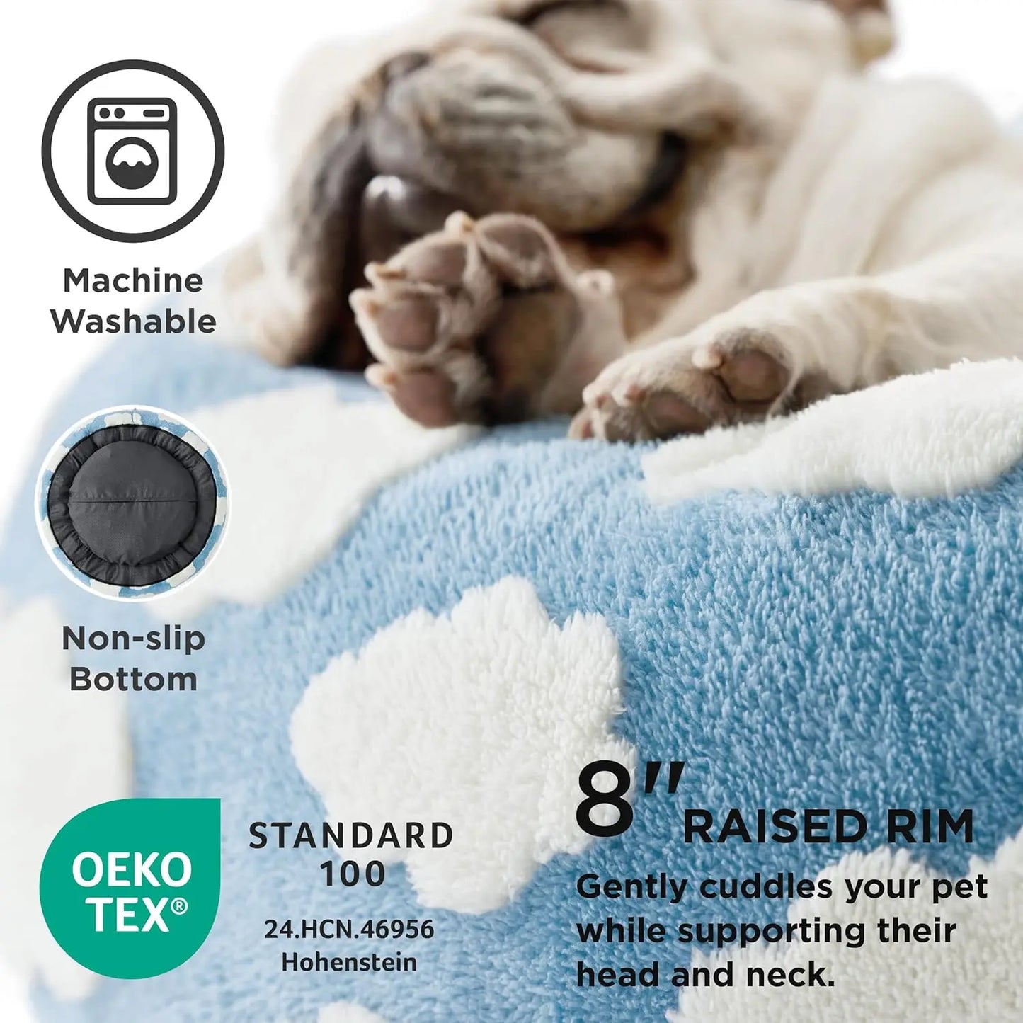 Calming Donut Dog & Cat Bed – Fluffy Plush Round Pet Bed for Anxiety Relief & Deep Sleep