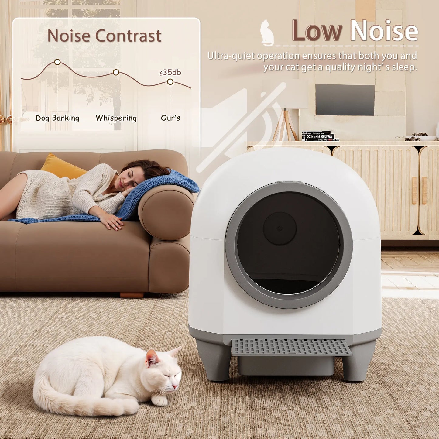 Smart Self-Cleaning Cat Litter Box – 90L, App-Controlled, Auto-Cleaning with Safety Sensors
