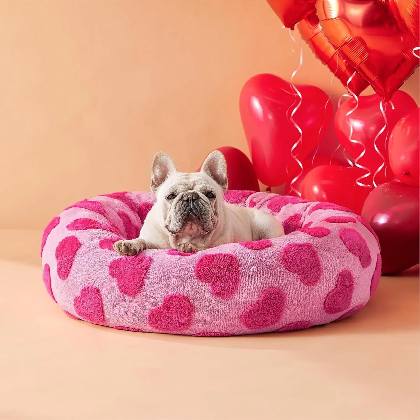 Calming Donut Dog & Cat Bed – Fluffy Plush Round Pet Bed for Anxiety Relief & Deep Sleep