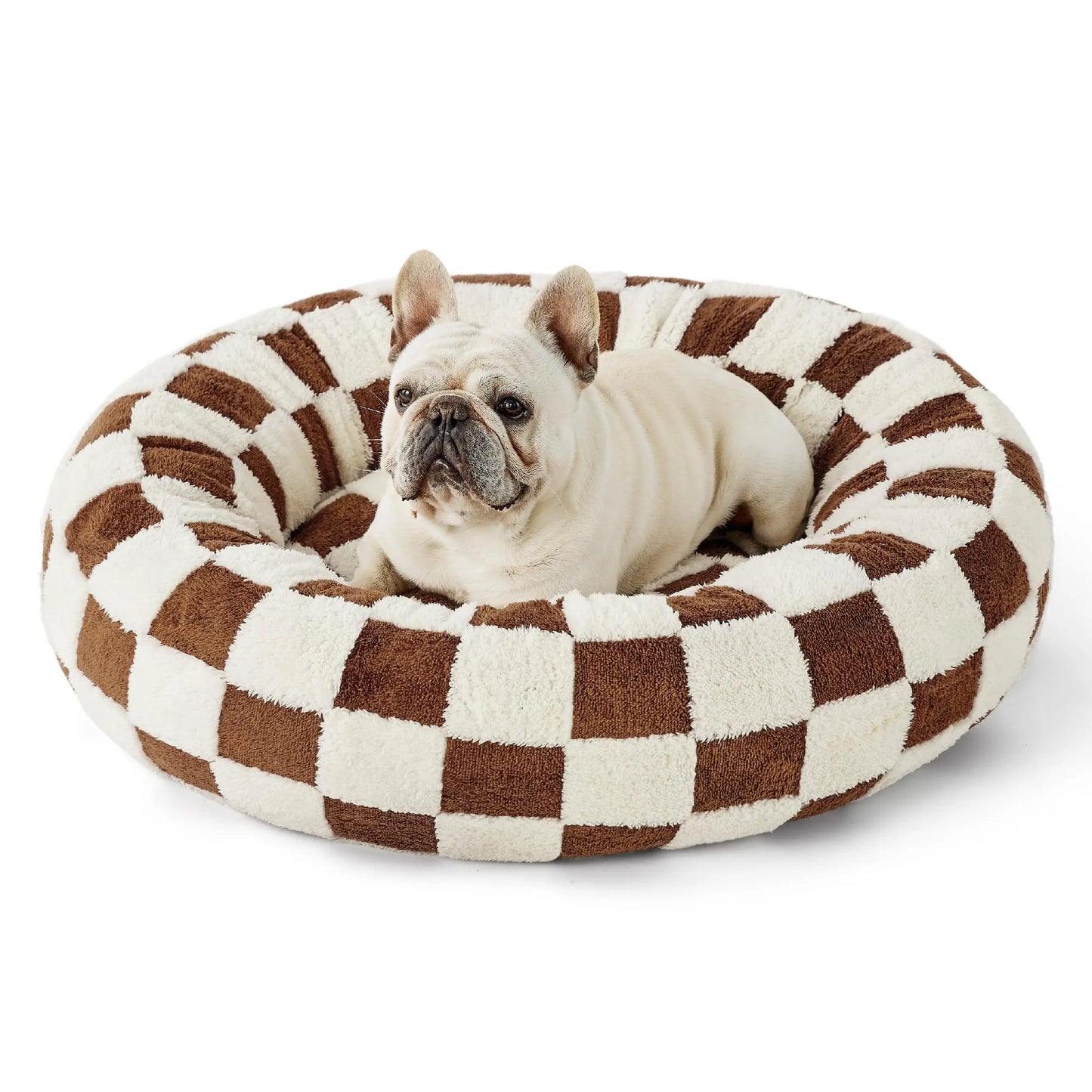 Calming Donut Dog & Cat Bed – Fluffy Plush Round Pet Bed for Anxiety Relief & Deep Sleep