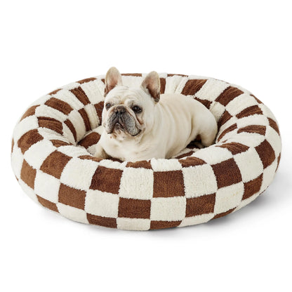 Calming Donut Dog & Cat Bed – Fluffy Plush Round Pet Bed for Anxiety Relief & Deep Sleep
