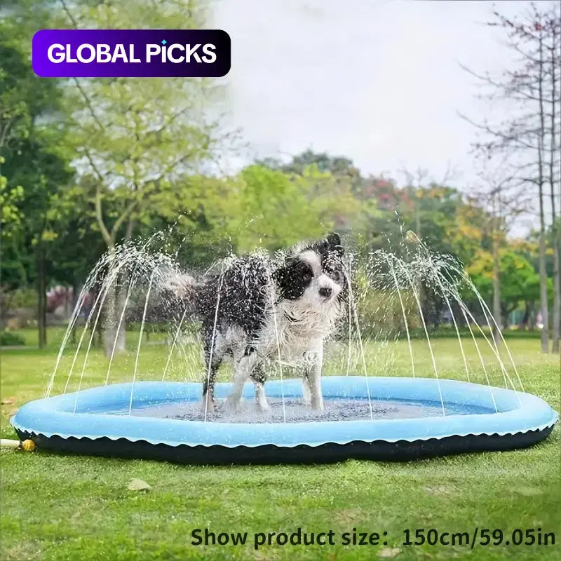 Outdoor Dog Water Sprinkler Pad – Portable Non-Slip Summer Play & Bath Mat for Pets