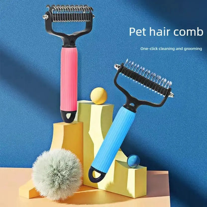 Stainless Steel Double-Sided Detangling Comb for Dogs – Removes Mats, Tangles & Loose Fur