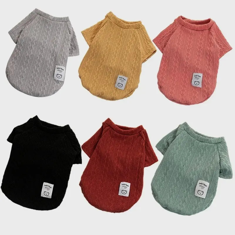 Bear Pattern Knitted Dog Sweater – Warm Winter Pet Clothes for Small Dogs, Cats & Puppies