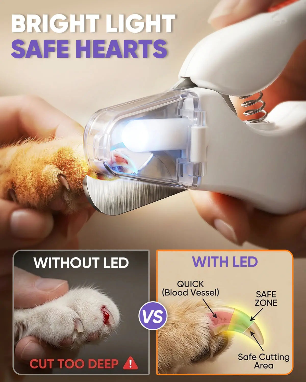 2-in-1 Rechargeable Pet Paw Trimmer & Nail File – LED Light for Safe At-Home Grooming
