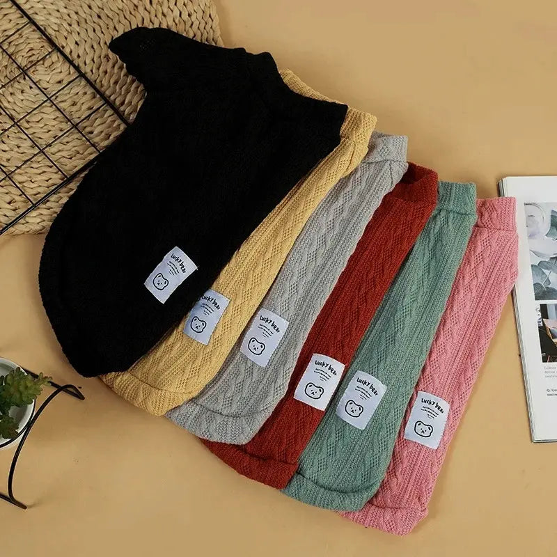 Bear Pattern Knitted Dog Sweater – Warm Winter Pet Clothes for Small Dogs, Cats & Puppies