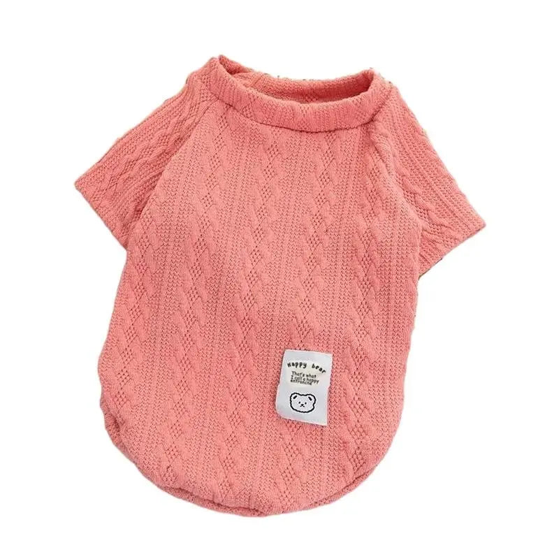 Bear Pattern Knitted Dog Sweater – Warm Winter Pet Clothes for Small Dogs, Cats & Puppies