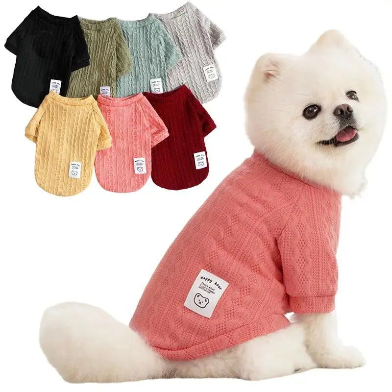 Bear Pattern Knitted Dog Sweater – Warm Winter Pet Clothes for Small Dogs, Cats & Puppies