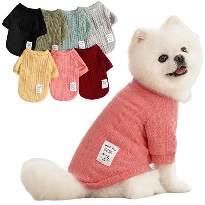 Bear Pattern Knitted Dog Sweater – Warm Winter Pet Clothes for Small Dogs, Cats & Puppies