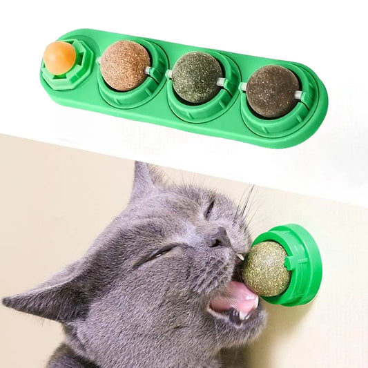Catnip & Silvervine Dental Chew Balls for Cats – 4-Pack Energy Toy for Active Kittens