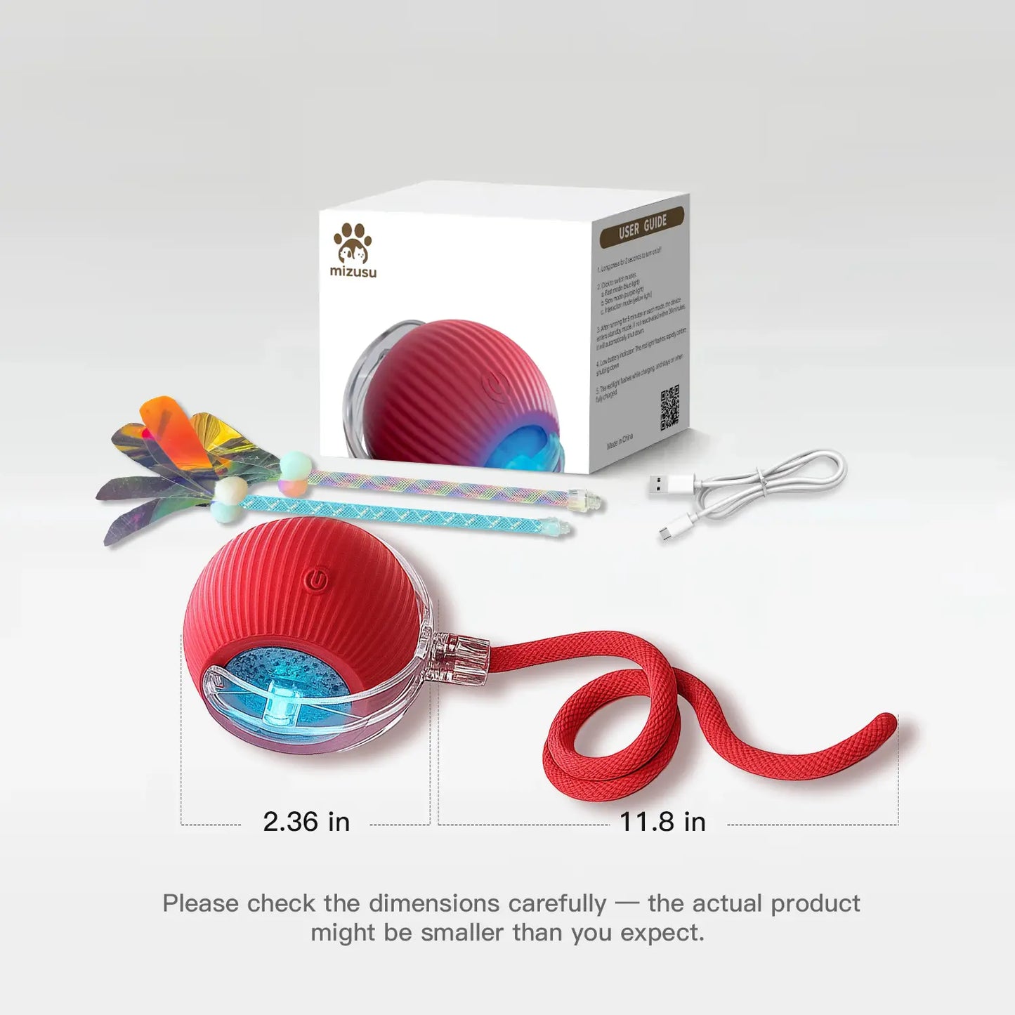 Interactive Cat & Dog Teaser Toy – Rolling Ball with 2 Bonus Tails for Endless Playtime