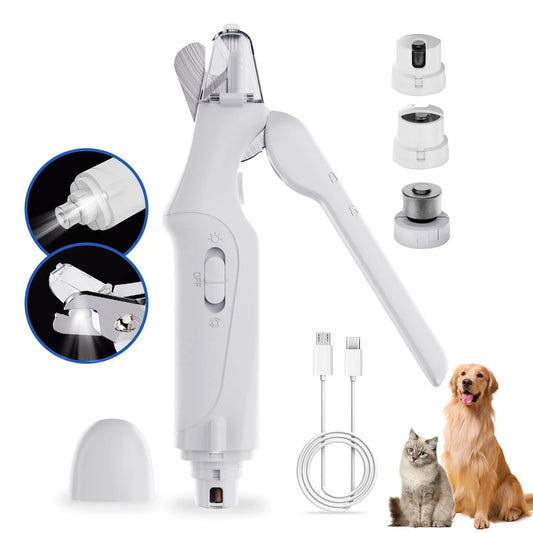 2-in-1 Rechargeable Pet Paw Trimmer & Nail File – LED Light for Safe At-Home Grooming