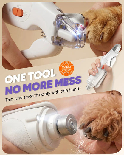 2-in-1 Rechargeable Pet Paw Trimmer & Nail File – LED Light for Safe At-Home Grooming