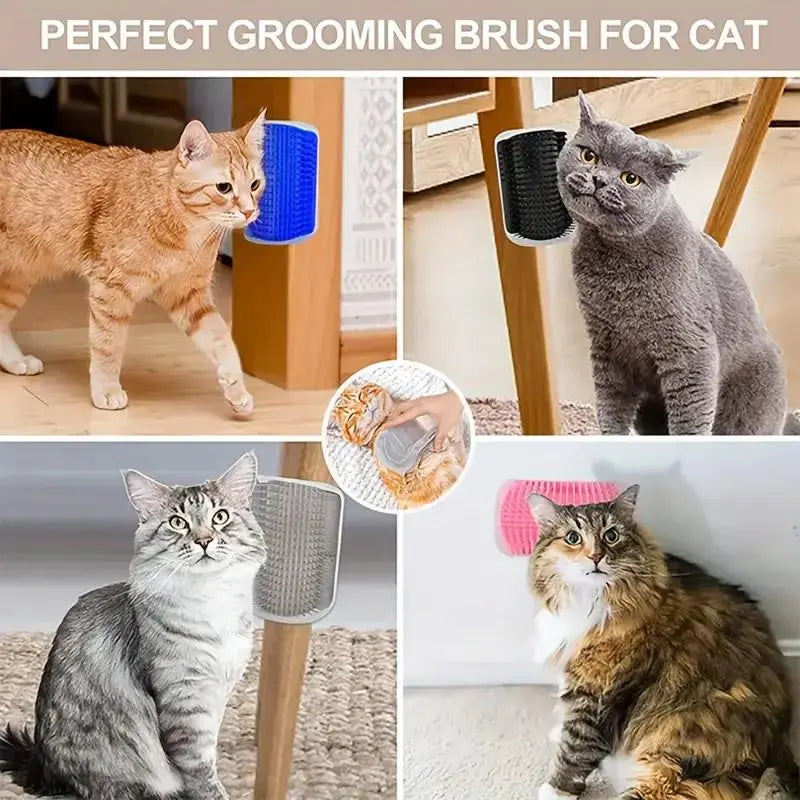 Self-Grooming Corner Brush for Cats – Soft Massage Scratcher for Happy, Healthy Fur