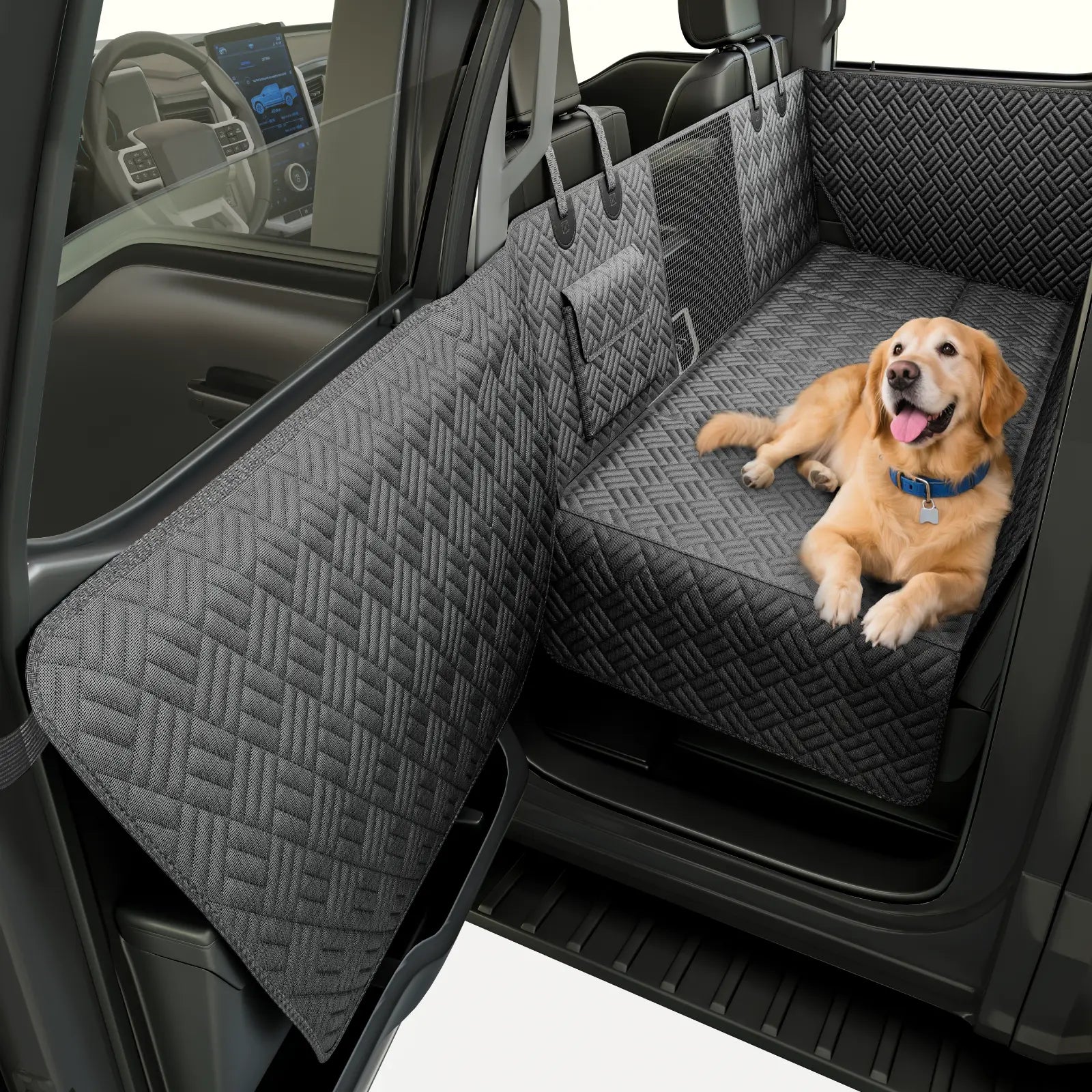 Waterproof Dog Car Seat Hammock Cover – Heavy Duty, 400 lbs Capacity, Fits Cars, SUVs & Trucks