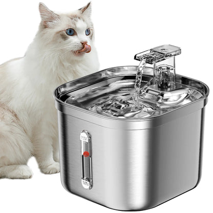 Stainless Steel Cat Water Fountain – 2.2L Ultra-Quiet Pump with 3 Filters for Fresh Hydration
