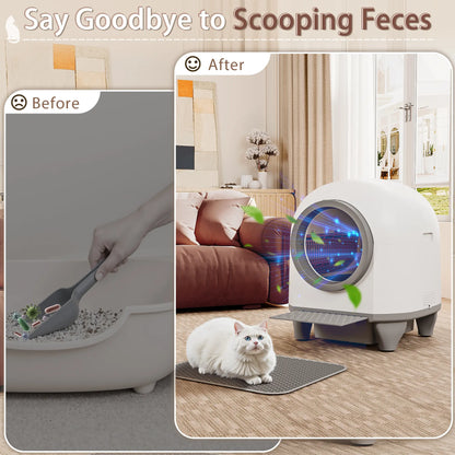 Smart Self-Cleaning Cat Litter Box – 90L, App-Controlled, Auto-Cleaning with Safety Sensors