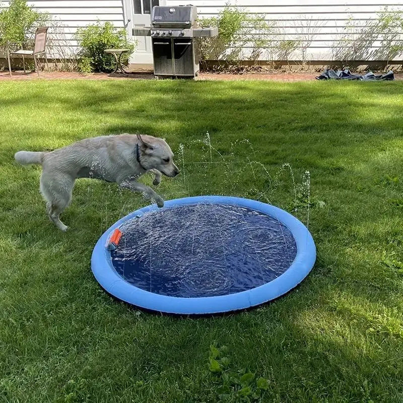 Outdoor Dog Water Sprinkler Pad – Portable Non-Slip Summer Play & Bath Mat for Pets