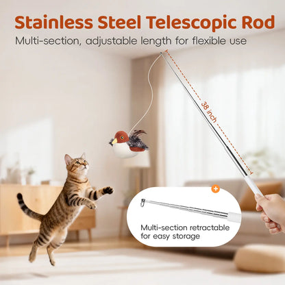 Lifelike Flapping & Chirping Bird Cat Toy – Rechargeable, Touch-Activated Interactive Kicker