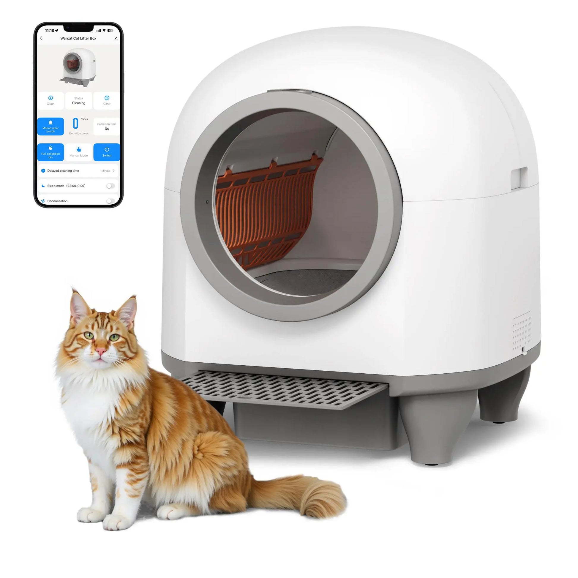 Smart Self-Cleaning Cat Litter Box – 90L, App-Controlled, Auto-Cleaning with Safety Sensors