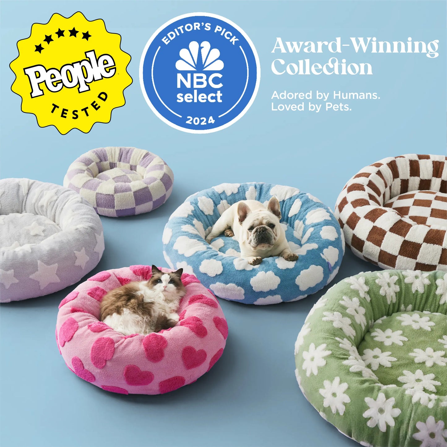 Calming Donut Dog & Cat Bed – Fluffy Plush Round Pet Bed for Anxiety Relief & Deep Sleep