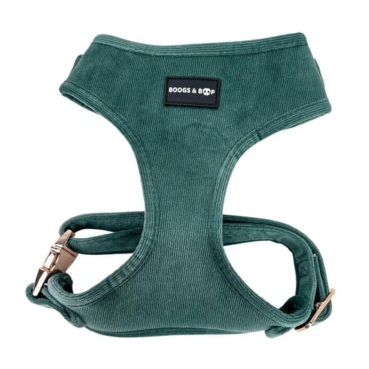 Adjustable Corduroy Dog Harness – Soft Textured Moss Green for Small to Medium Dogs