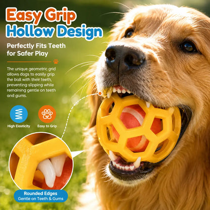 3-Pack Interactive Fetch & Dental Chew Balls for Dogs – Floating TPR Hollow Balls with Tennis Core