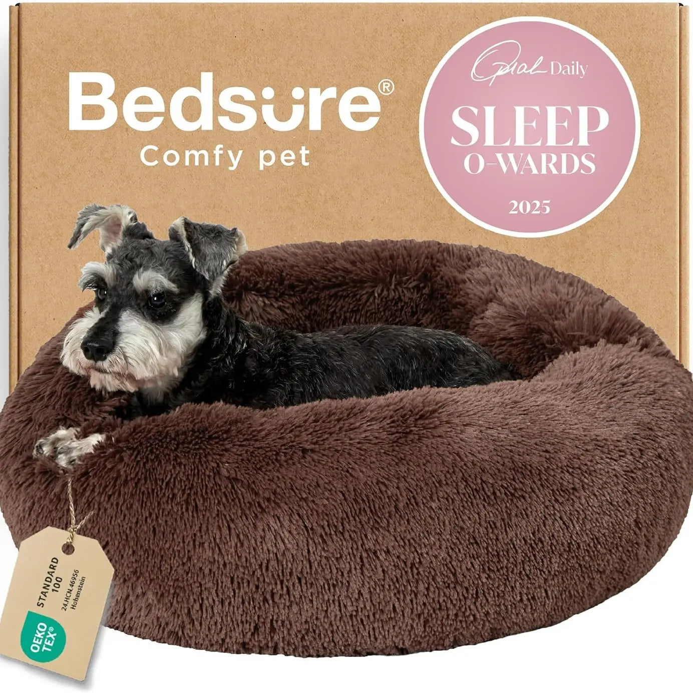 Calming Donut Dog & Cat Bed – Fluffy Plush Round Pet Bed for Anxiety Relief & Deep Sleep