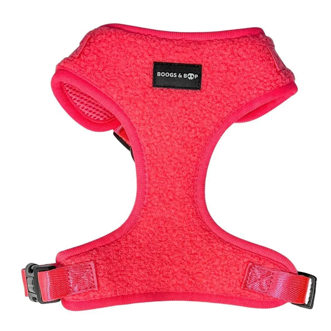 Adjustable Teddy Fabric Dog Harness – Soft & Stylish Fluorescent Pink for Small Dogs